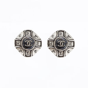 CHANEL 99A Coco Mark Large Earrings, Silver, WS7986